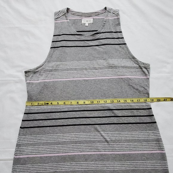 Lou & Grey Women's Gray Striped Racerback Tank Dress Size Large - Picture 9 of 11